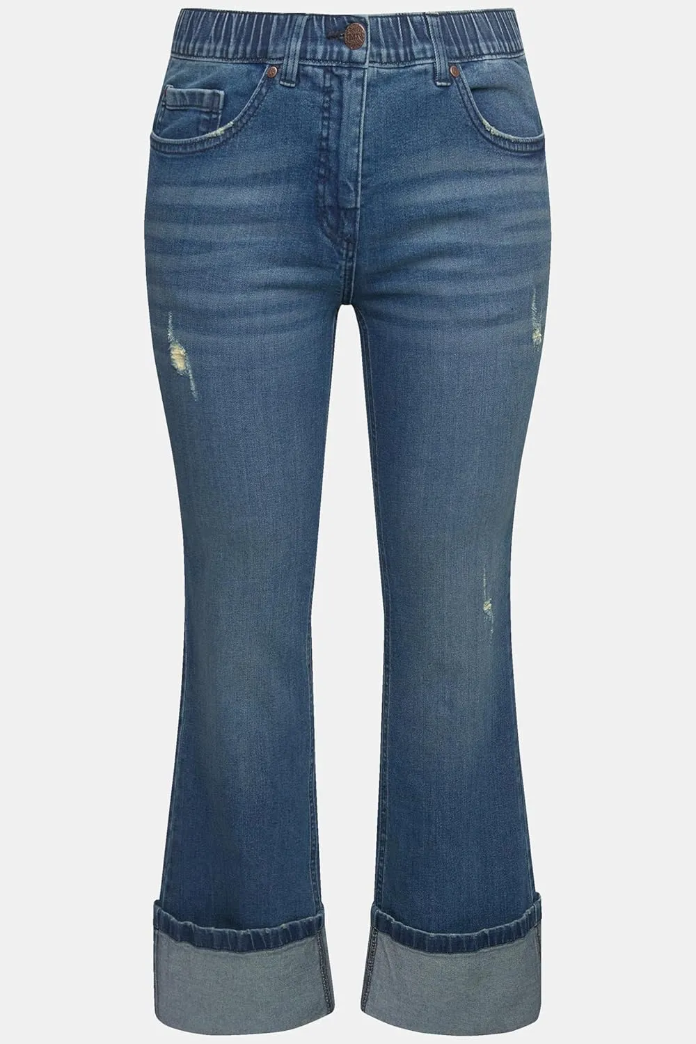 Ulla Popken Womenswear Plus Size Curvy Wide Cuff Stretch Fit Jeans 830245