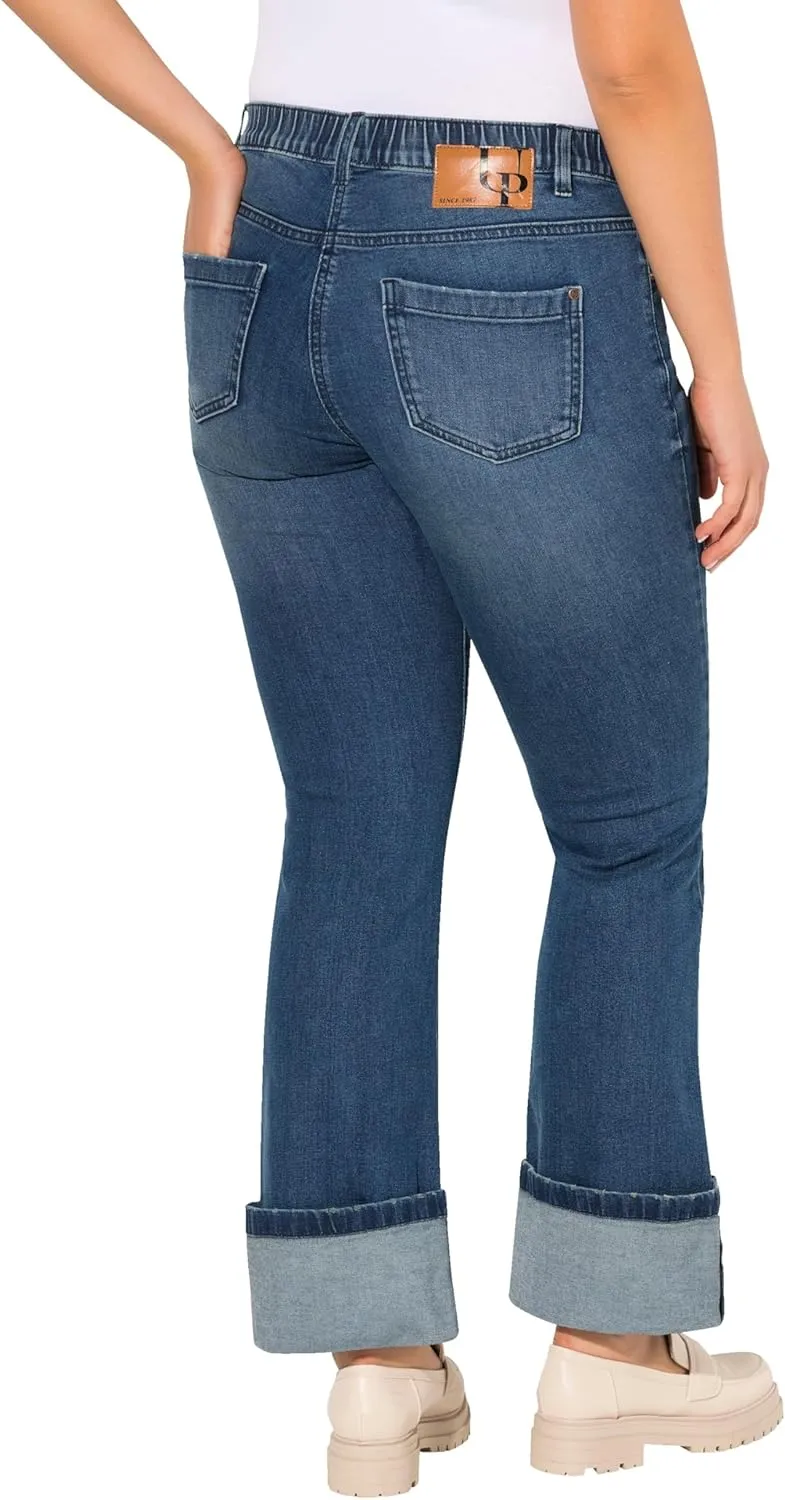 Ulla Popken Womenswear Plus Size Curvy Wide Cuff Stretch Fit Jeans 830245