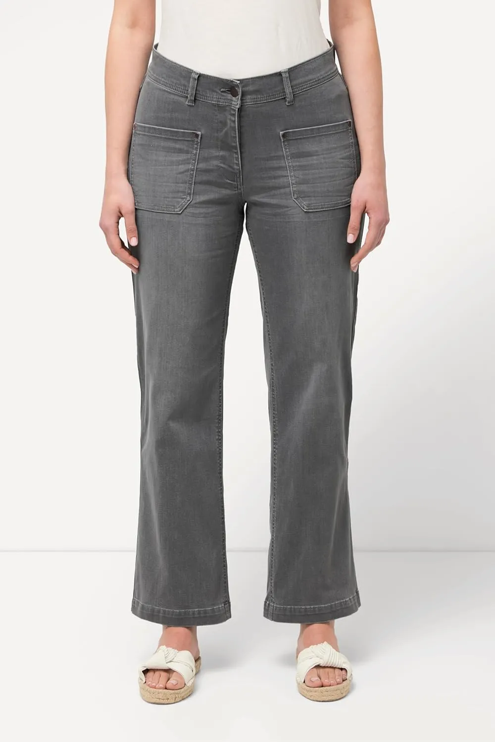Ulla Popken Womenswear Plus Size Curvy Wide Leg Stretch Fit Jeans 823804