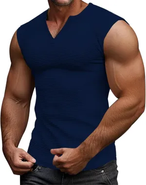 Waffle Tank Tops Men Summer Athletic Gym Workout Sleeveless Shirts Bodybuilding Sport Fitness Muscle Cut Off Shirt