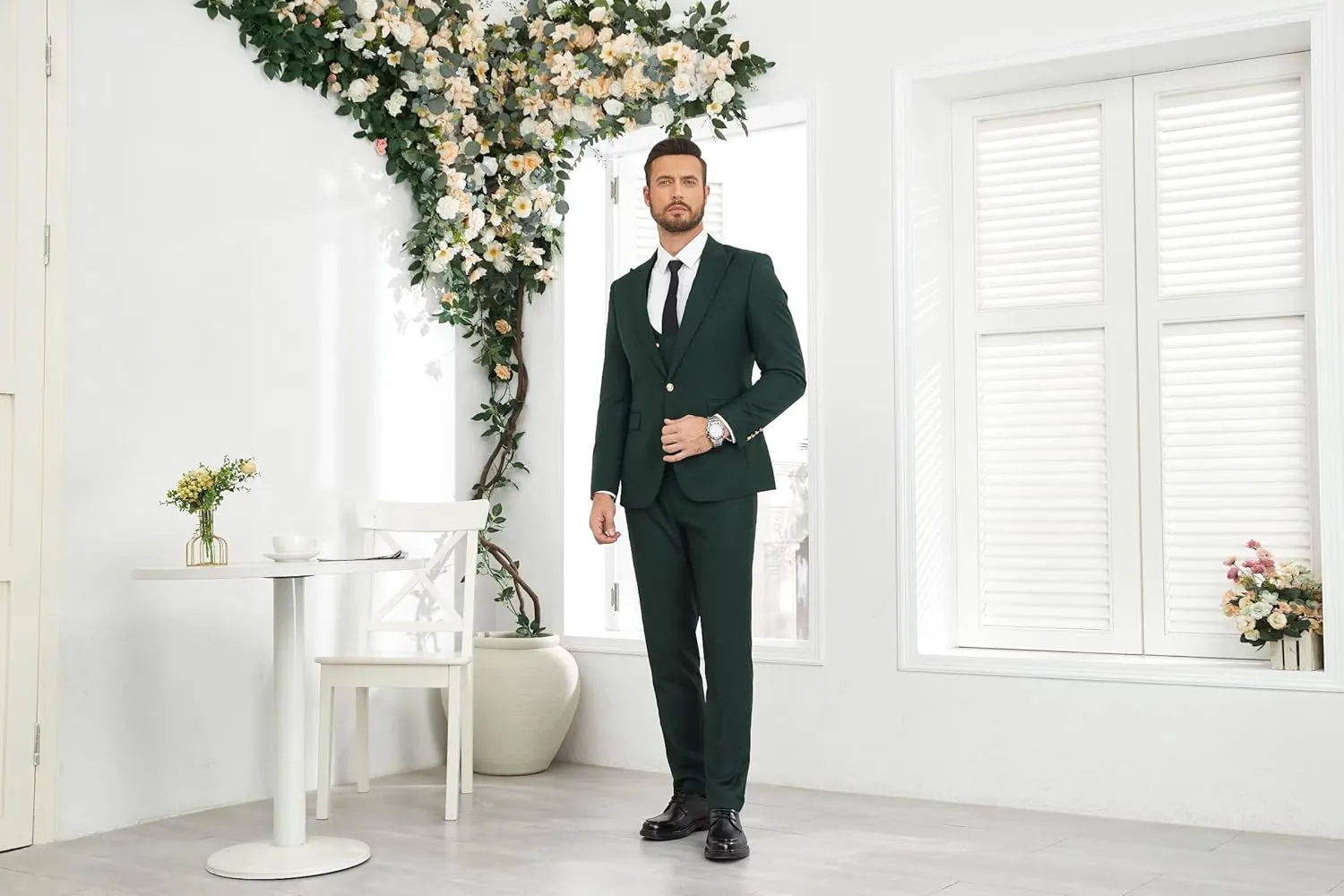 Wangyue 3 Piece Men's Suits Slim Fit Suits for Men Double Breasted Suit Men Wedding Prom Suits