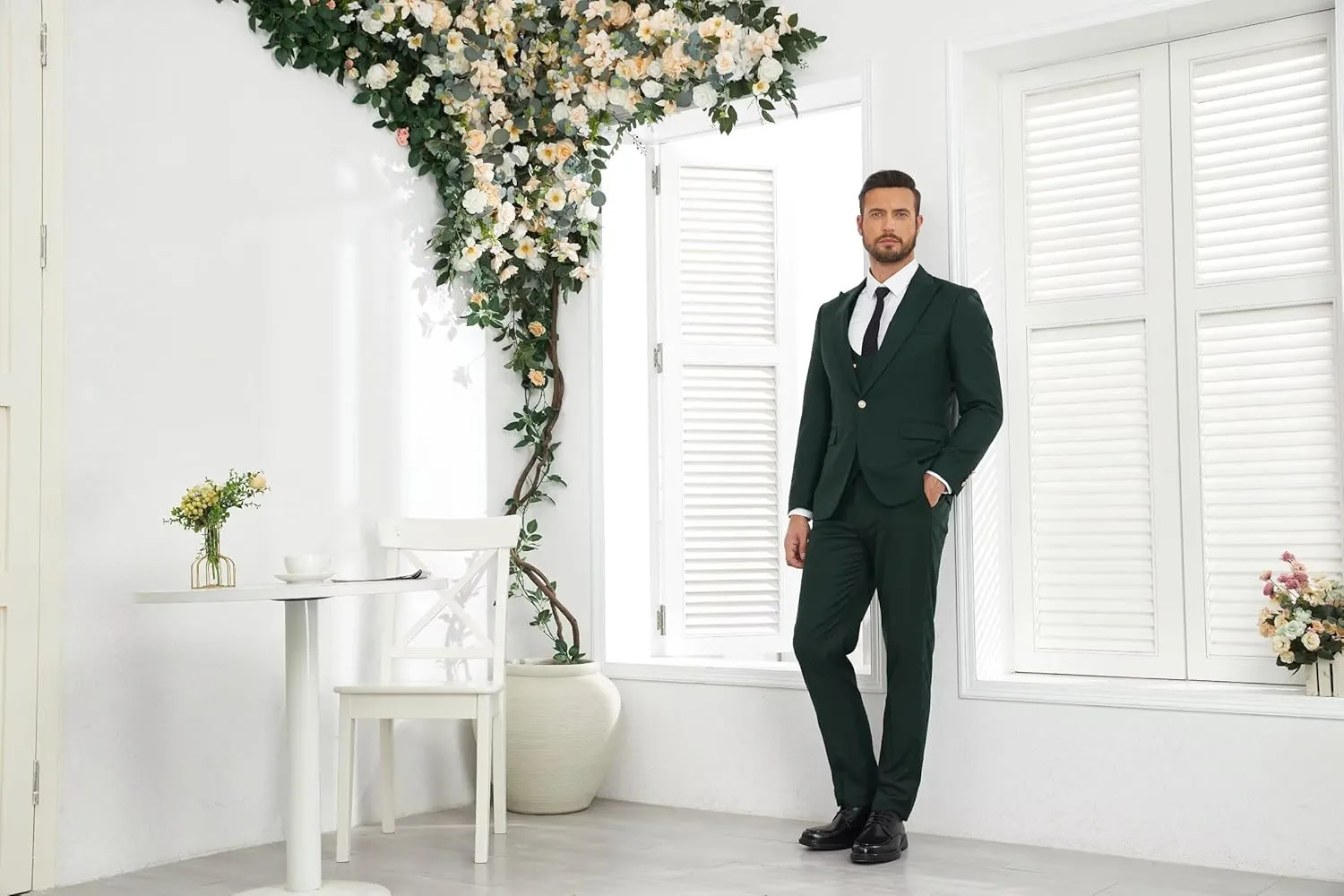 Wangyue 3 Piece Men's Suits Slim Fit Suits for Men Double Breasted Suit Men Wedding Prom Suits