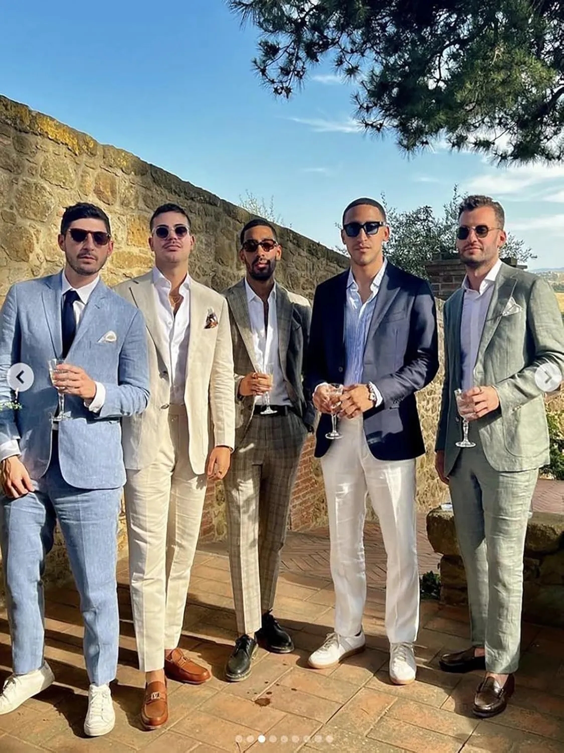 Wangyue Linen Suit for Men 2 Piece Suit Classic Fit Mens Linen Suits for Beach Wedding Suit Casual Blazer Pant Prom Suit
