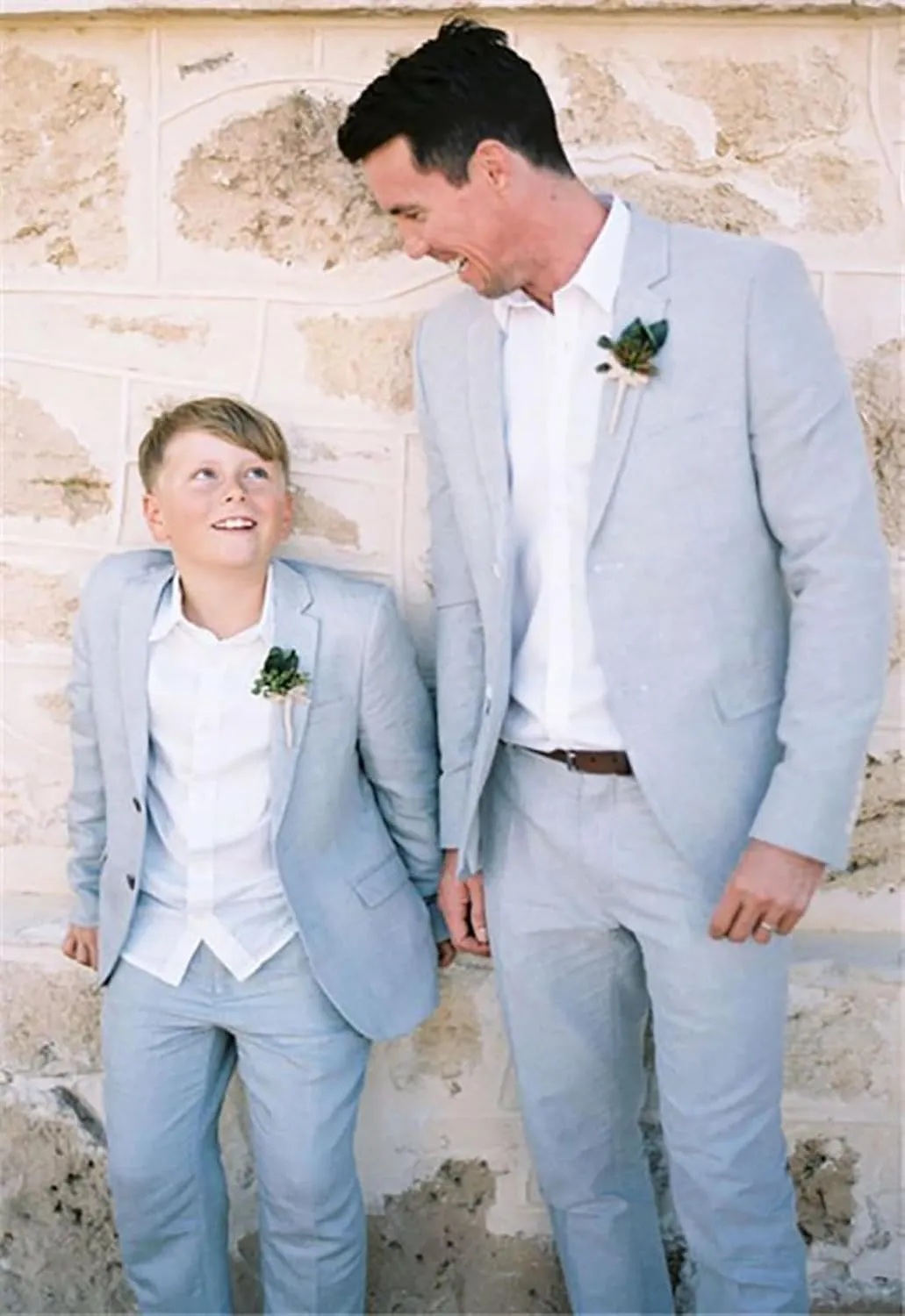 Wangyue Linen Suit for Men 2 Piece Suit Classic Fit Mens Linen Suits for Beach Wedding Suit Casual Blazer Pant Prom Suit