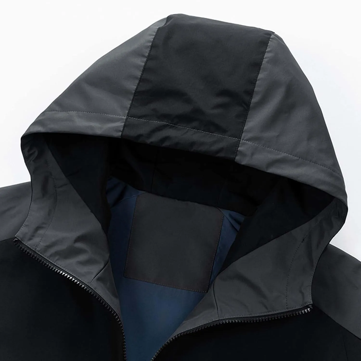 Waterproof Windbreaker Rain Jacket Mens Lightweight Hooded Raincoat Patchwork Contrasting Colors Jackets Zipper Pockets