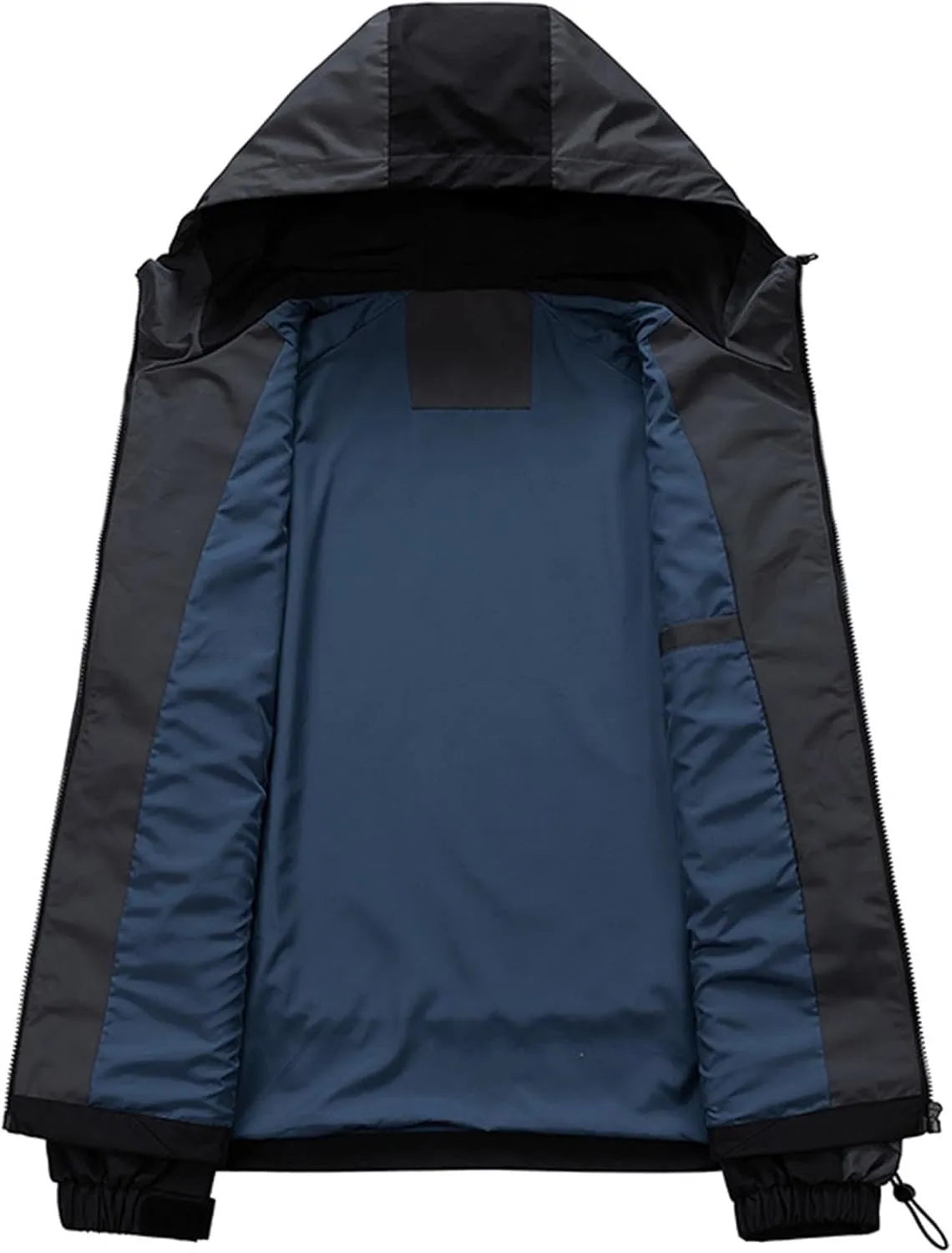 Waterproof Windbreaker Rain Jacket Mens Lightweight Hooded Raincoat Patchwork Contrasting Colors Jackets Zipper Pockets