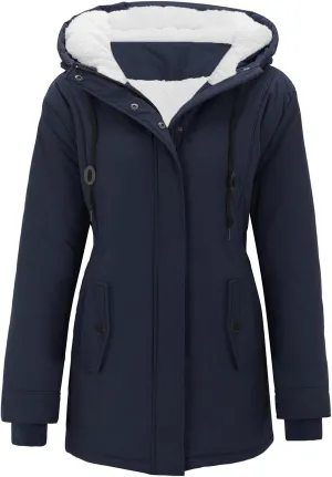 Winter Coats for Women 2024 Long Sleeve Button Down Outdoor Hooded Jacket Sherpa Lined Fuzzy Fleece Comfy Jackets