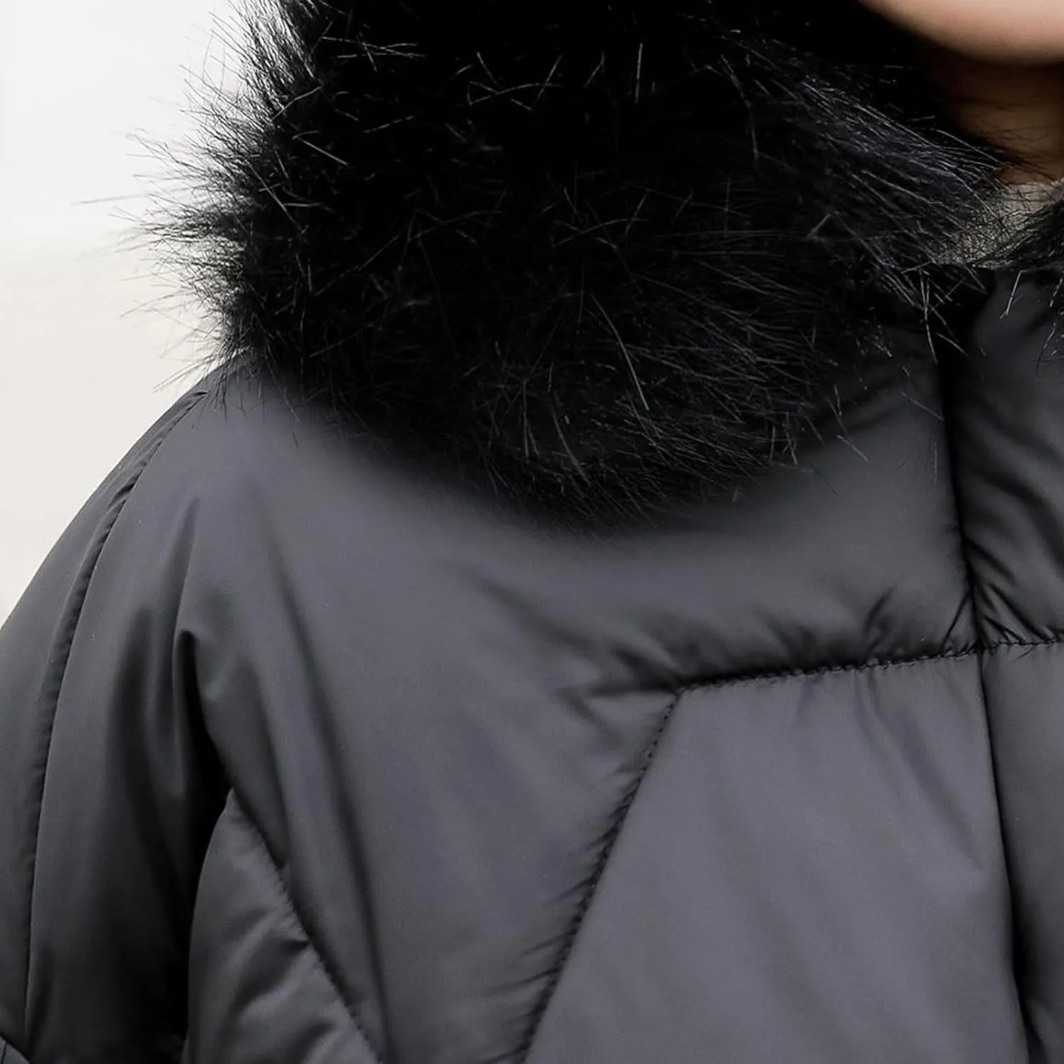 Winter Coats for Women Fashion Elegant Faux Fur Collar Quilted Puffer Jacket Thicken Warm Coats Soild Down Outerwear