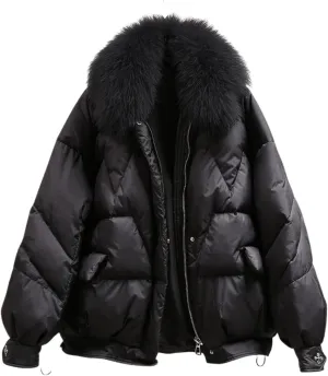Winter Coats for Women Fashion Elegant Faux Fur Collar Quilted Puffer Jacket Thicken Warm Coats Soild Down Outerwear