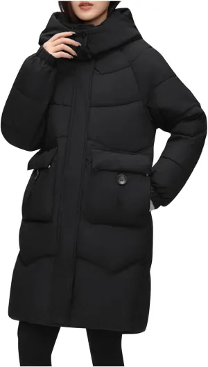 Winter Coats for Women Medium Length Heavyweight Oversized Puffer Jackets Plus Size Down Jackets with Removable Hood