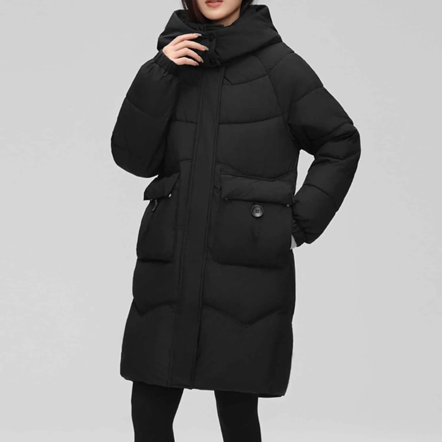 Winter Coats for Women Medium Length Heavyweight Oversized Puffer Jackets Plus Size Down Jackets with Removable Hood