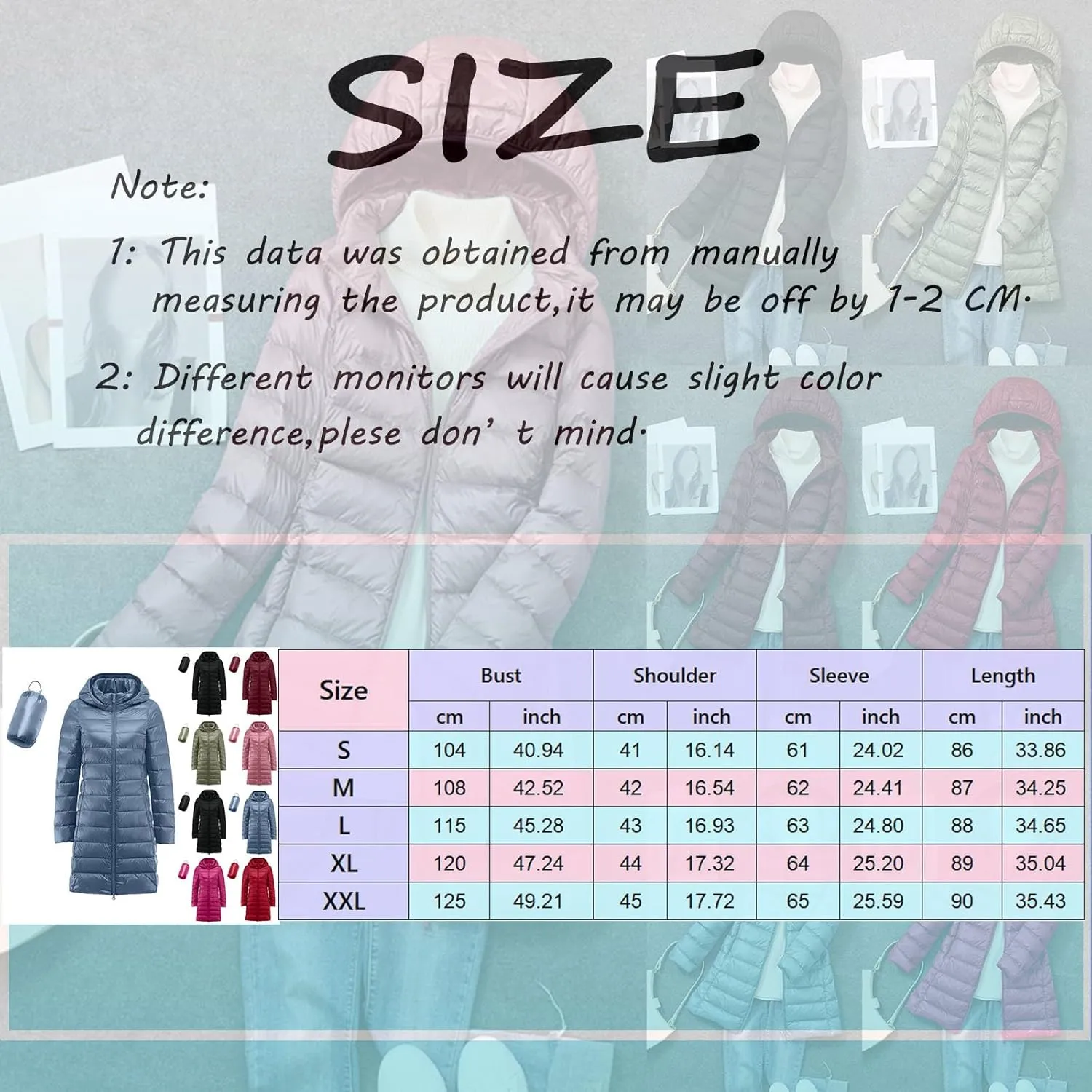 Winter Long Puffer Jacket for Women Slim Fit Waterproof Down Coat Simple Solid Zip Up Quilted Overcoat Outdoor Outwear