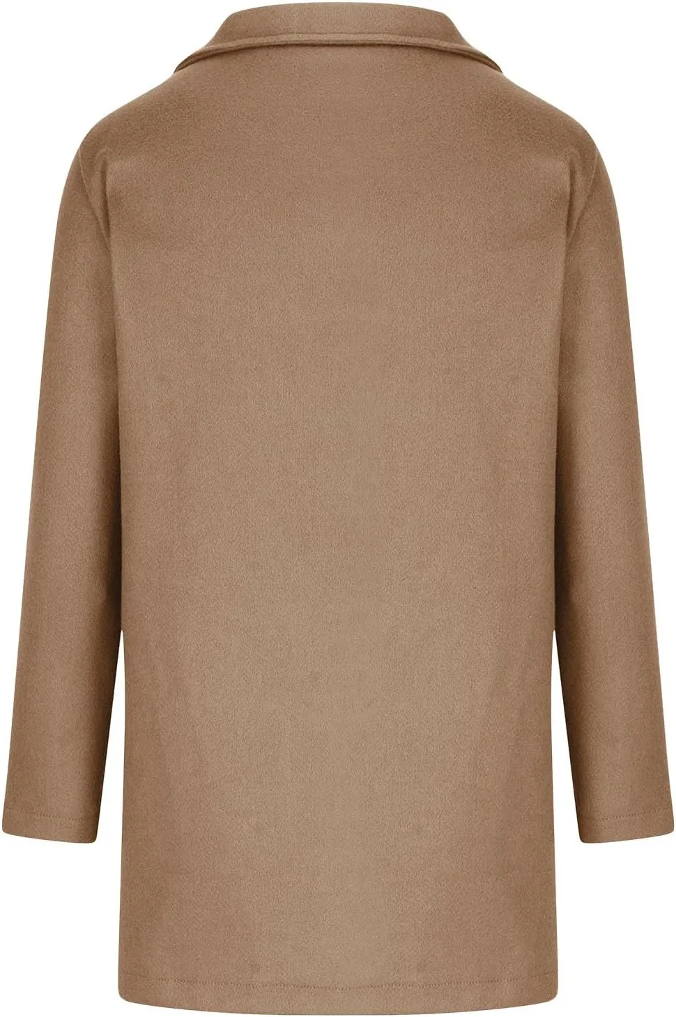 Winter Wool Pea Coat for Women Single Breasted Stand Collar Trench Coat Mid Length Loose Casual Overcoat