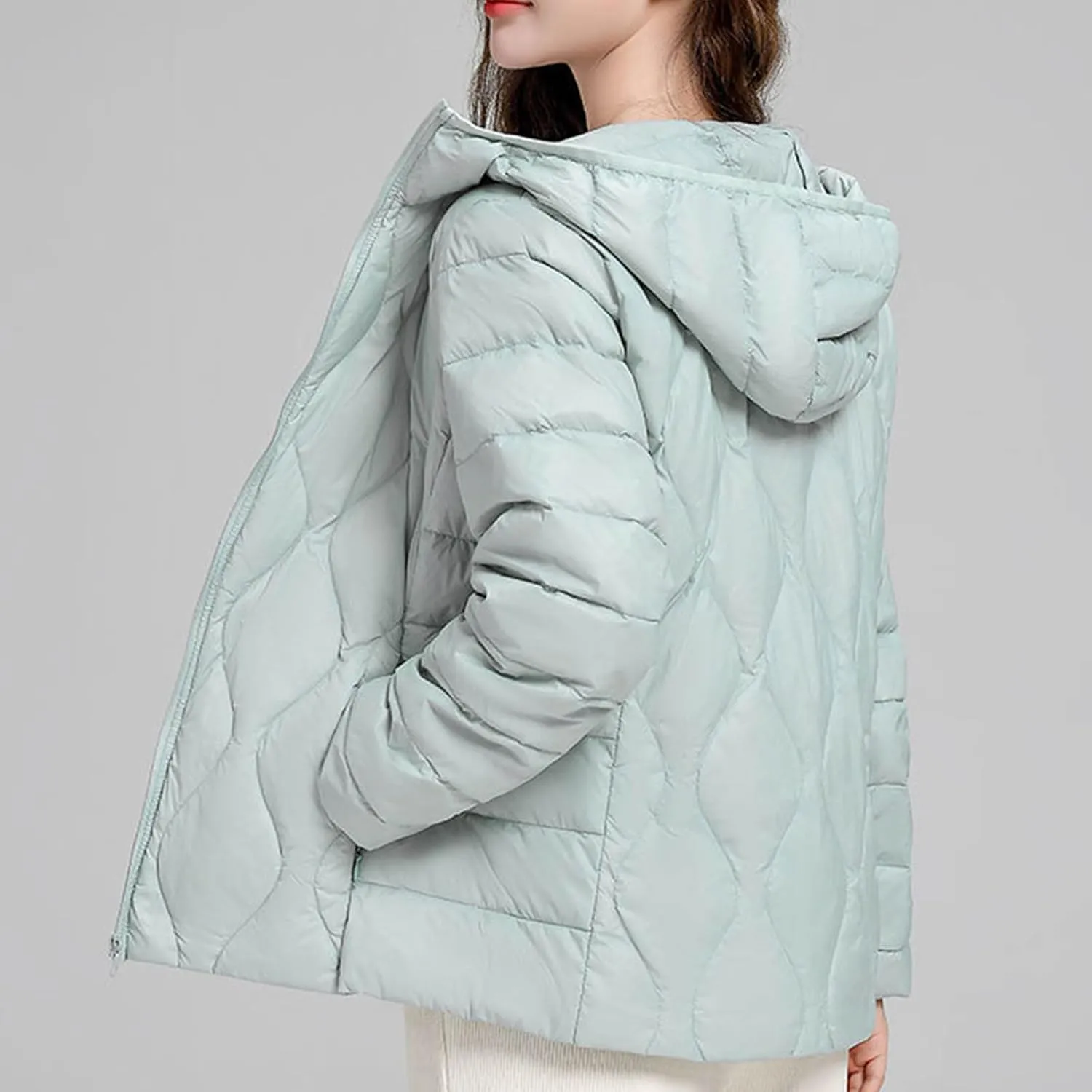 wodceeke Women's Hooded Puffer Jacket Lightweight Down Coats Winter Warm Quilted Outerwear