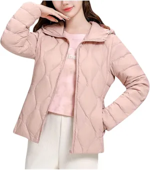 wodceeke Women's Hooded Puffer Jacket Lightweight Down Coats Winter Warm Quilted Outerwear