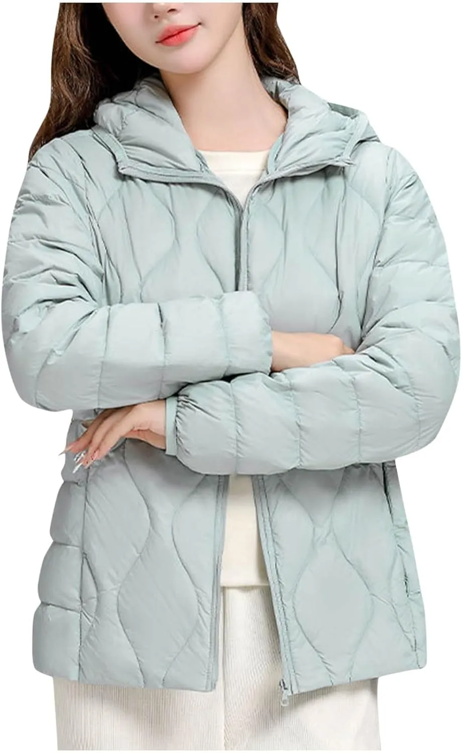 wodceeke Women's Hooded Puffer Jacket Lightweight Down Coats Winter Warm Quilted Outerwear