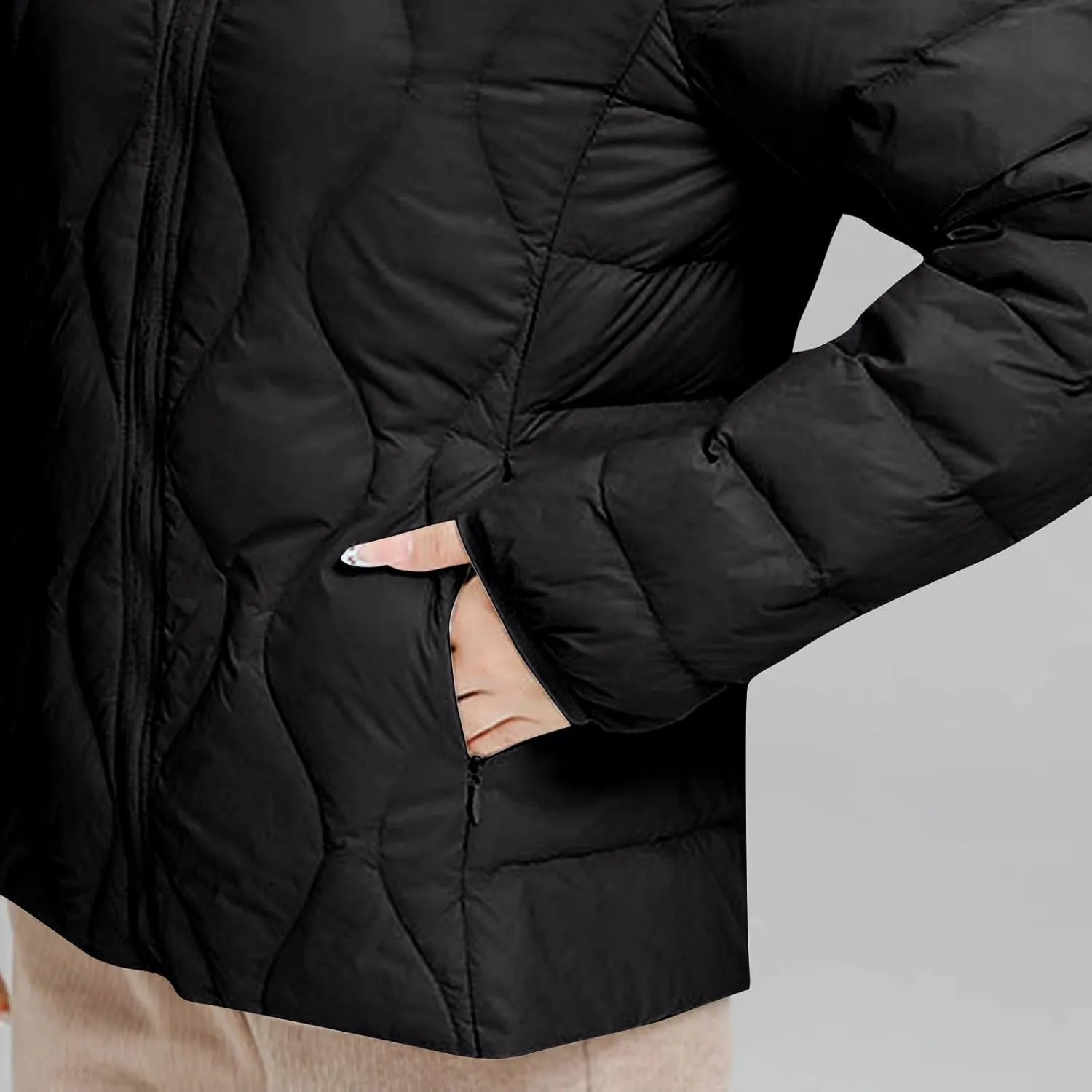 wodceeke Women's Hooded Puffer Jacket Lightweight Down Coats Winter Warm Quilted Outerwear