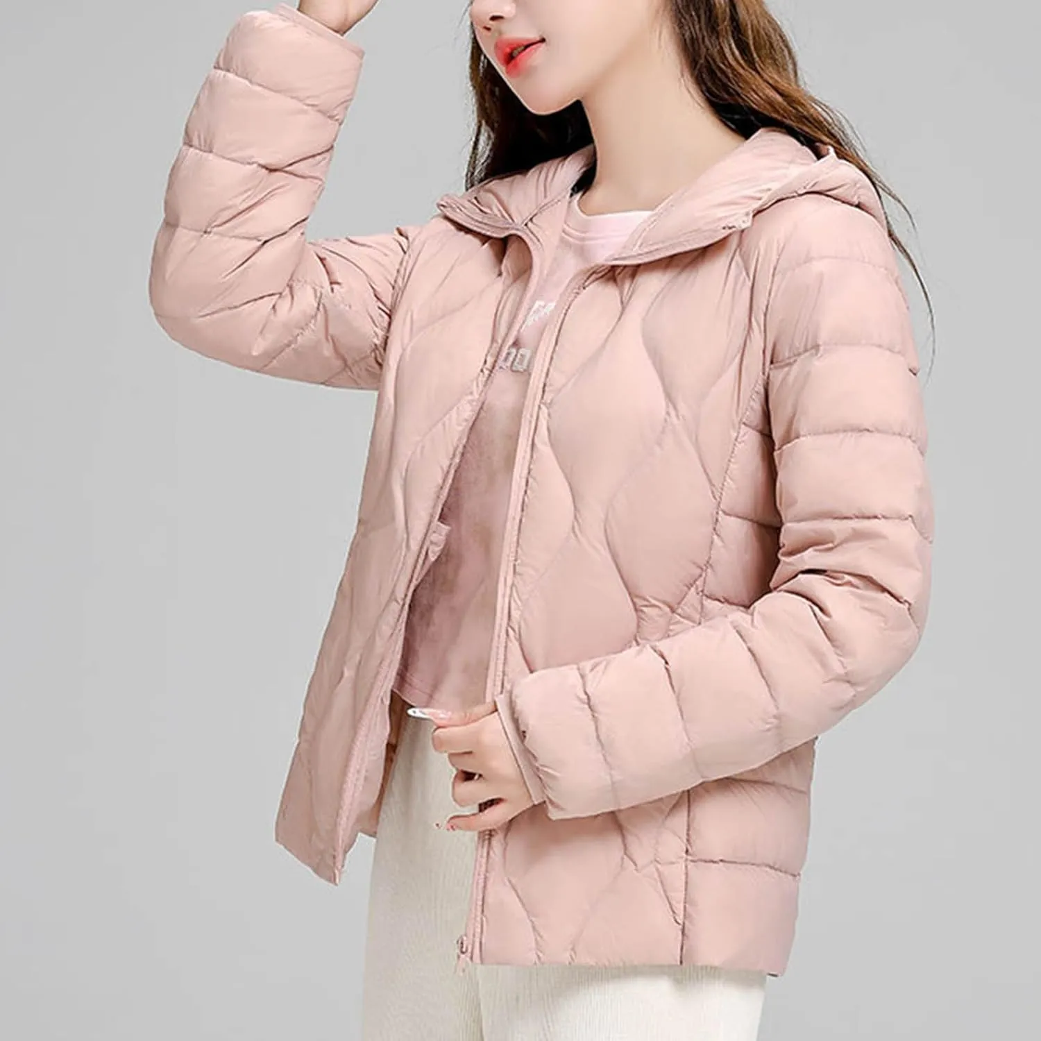 wodceeke Women's Hooded Puffer Jacket Lightweight Down Coats Winter Warm Quilted Outerwear