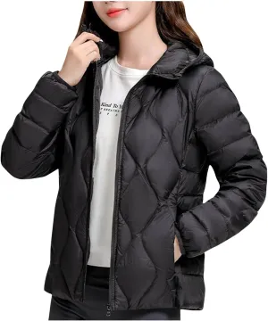 wodceeke Women's Hooded Puffer Jacket Lightweight Down Coats Winter Warm Quilted Outerwear