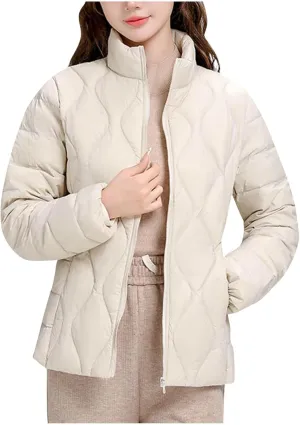 wodceeke Women's Lightweight Puffer Jacket Stand Collar Down Coats Winter Warm Quilted Outerwear