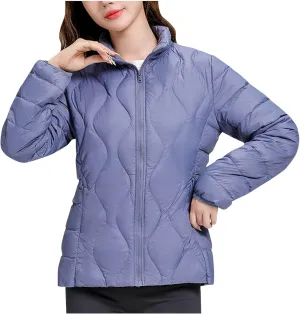 wodceeke Women's Lightweight Puffer Jacket Stand Collar Down Coats Winter Warm Quilted Outerwear