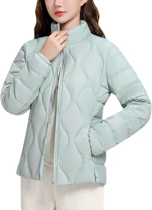 wodceeke Women's Lightweight Puffer Jacket Stand Collar Down Coats Winter Warm Quilted Outerwear