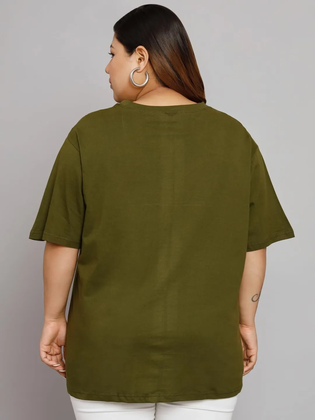 Women Cotton Half Sleeve Oversized Relaxed Fit T-Shirt