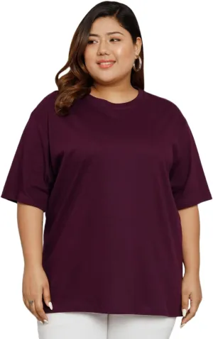 Women Cotton Half Sleeve Oversized Relaxed Fit T-Shirt