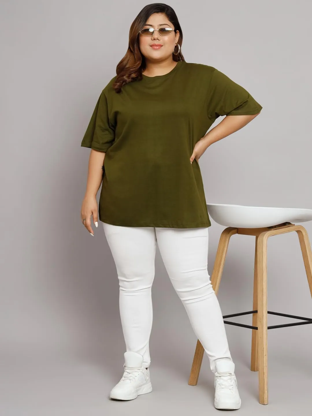 Women Cotton Half Sleeve Oversized Relaxed Fit T-Shirt