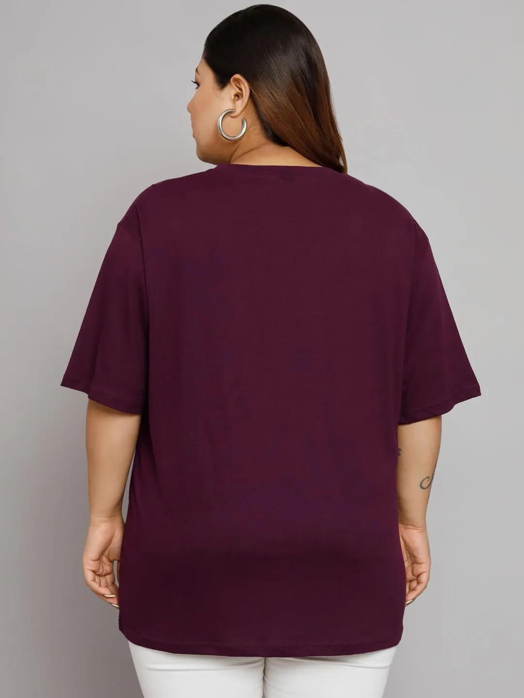 Women Cotton Half Sleeve Oversized Relaxed Fit T-Shirt