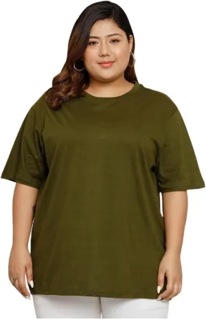 Women Cotton Half Sleeve Oversized Relaxed Fit T-Shirt