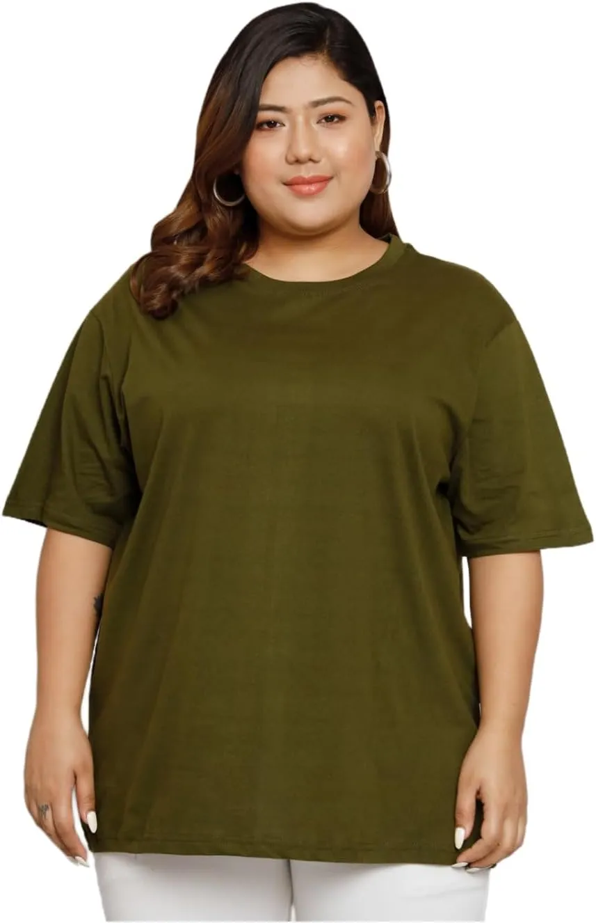 Women Cotton Half Sleeve Oversized Relaxed Fit T-Shirt