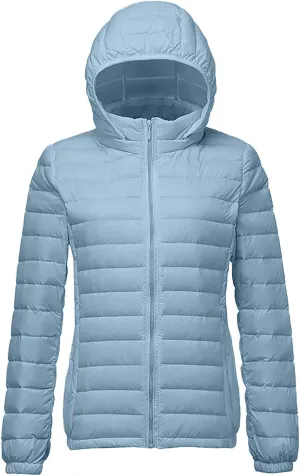 Women Puffer Jacket Hooded Warm Lightweight Packable Quilted Puffer Coat Outwear