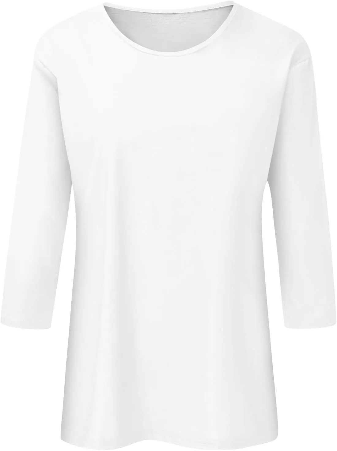 Womens 3/4 Sleeve Tops Dressy Casual Tunic Blouse 2024 Summer Trendy Crew Neck T-Shirt Relaxed Fit Round Neck Tee