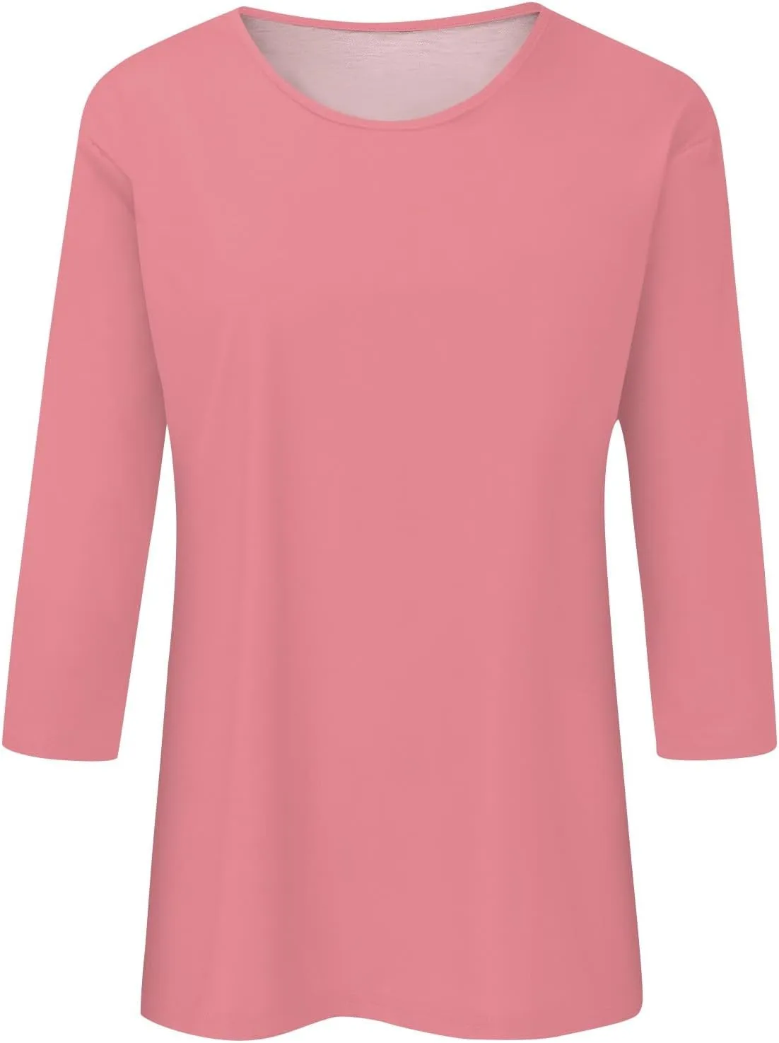 Womens 3/4 Sleeve Tops Dressy Casual Tunic Blouse 2024 Summer Trendy Crew Neck T-Shirt Relaxed Fit Round Neck Tee
