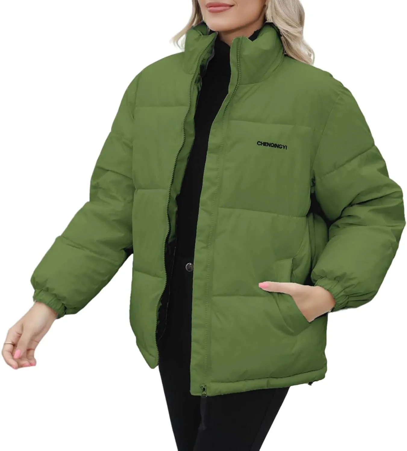 Women's Baggy Lightweight Zip Puffer Jackets Warm Winter Down Coats with Pockets