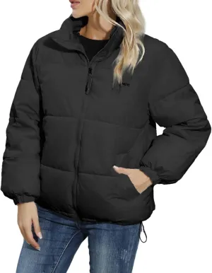 Women's Baggy Lightweight Zip Puffer Jackets Warm Winter Down Coats with Pockets