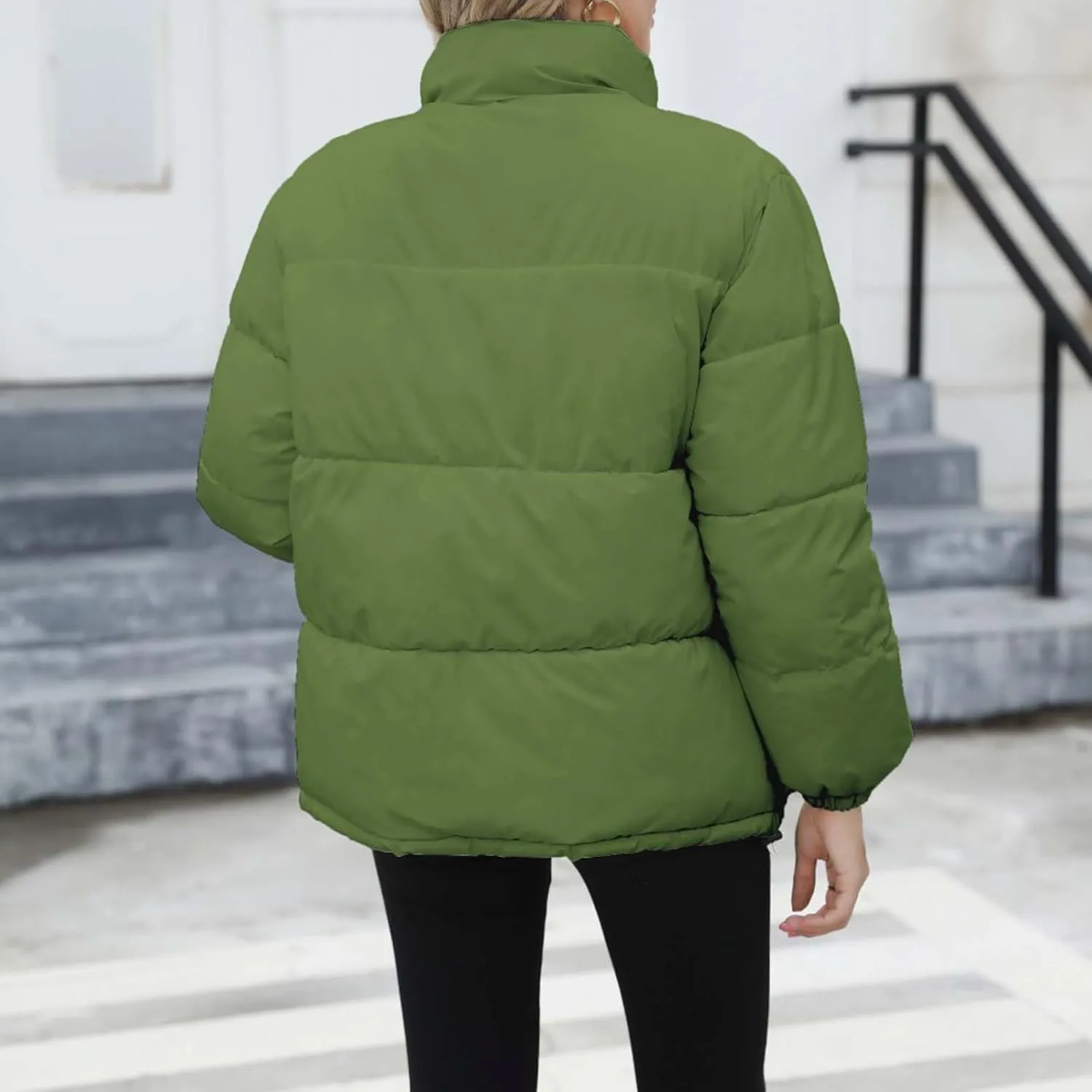 Women's Baggy Lightweight Zip Puffer Jackets Warm Winter Down Coats with Pockets