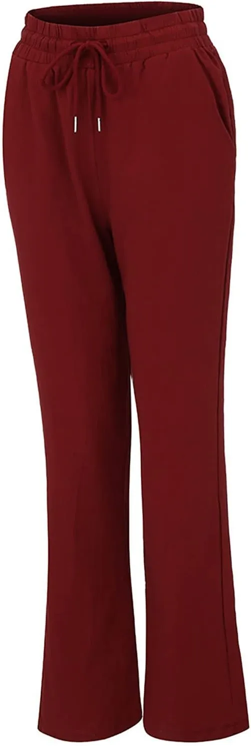 Women's Casual Linen Pants Drawstring High Waist Pants Loose Straight Leg Pants Casual Work Pants Trousers with Pocket