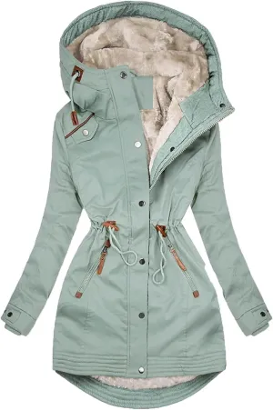 Women's Cotton Jacket Fashion Warm Single Breasted Coat Tops Solid Color Button Zipper Jacket Winter Thickened Coat