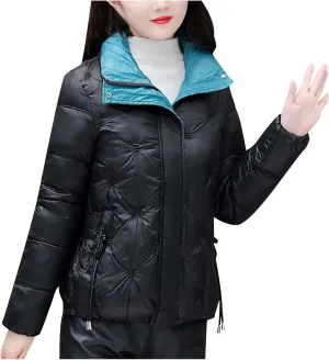 Women's Crop Short Jacket Cropped Puffer Fashion Jackets for Women Warm Winter Lightweight Down Coat Quilted Outerwear
