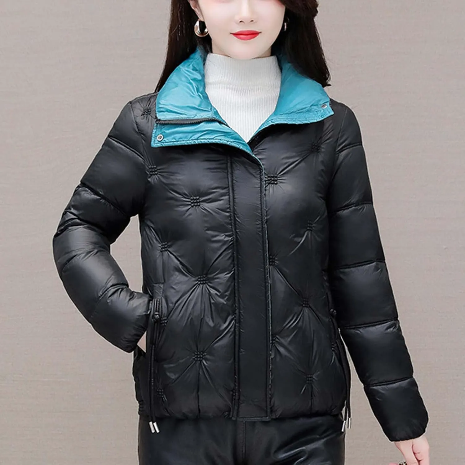 Women's Crop Short Jacket Cropped Puffer Fashion Jackets for Women Warm Winter Lightweight Down Coat Quilted Outerwear