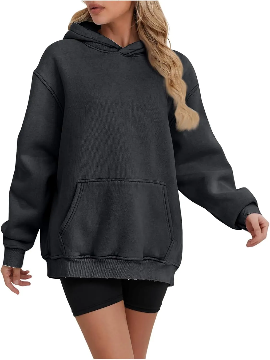 Women's Fleece Hoodies Sweatshirts 2024 Trendy Pocket Baggy Pullover Casual Daily Comfy Warm Outdoor Street Fall Item