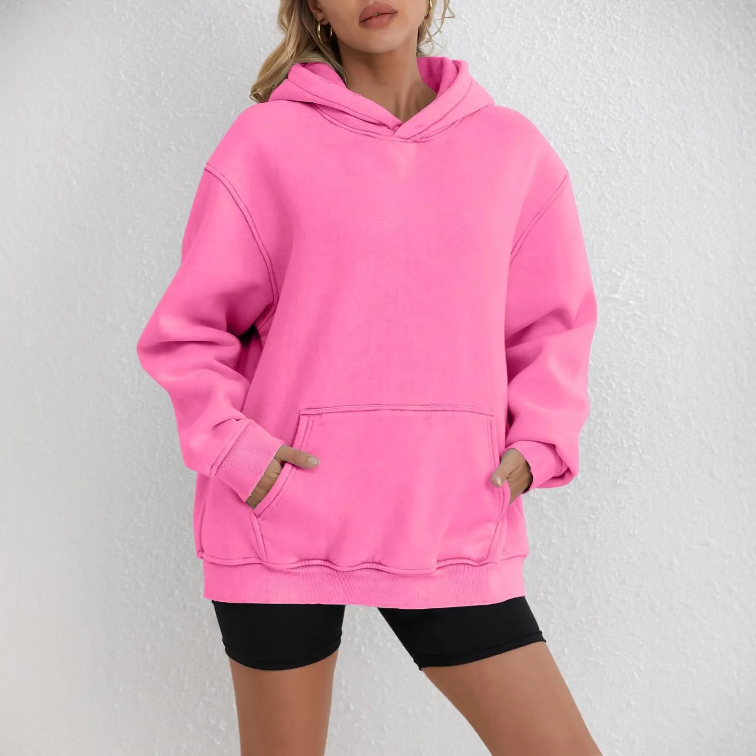 Women's Fleece Hoodies Sweatshirts 2024 Trendy Pocket Baggy Pullover Casual Daily Comfy Warm Outdoor Street Fall Item