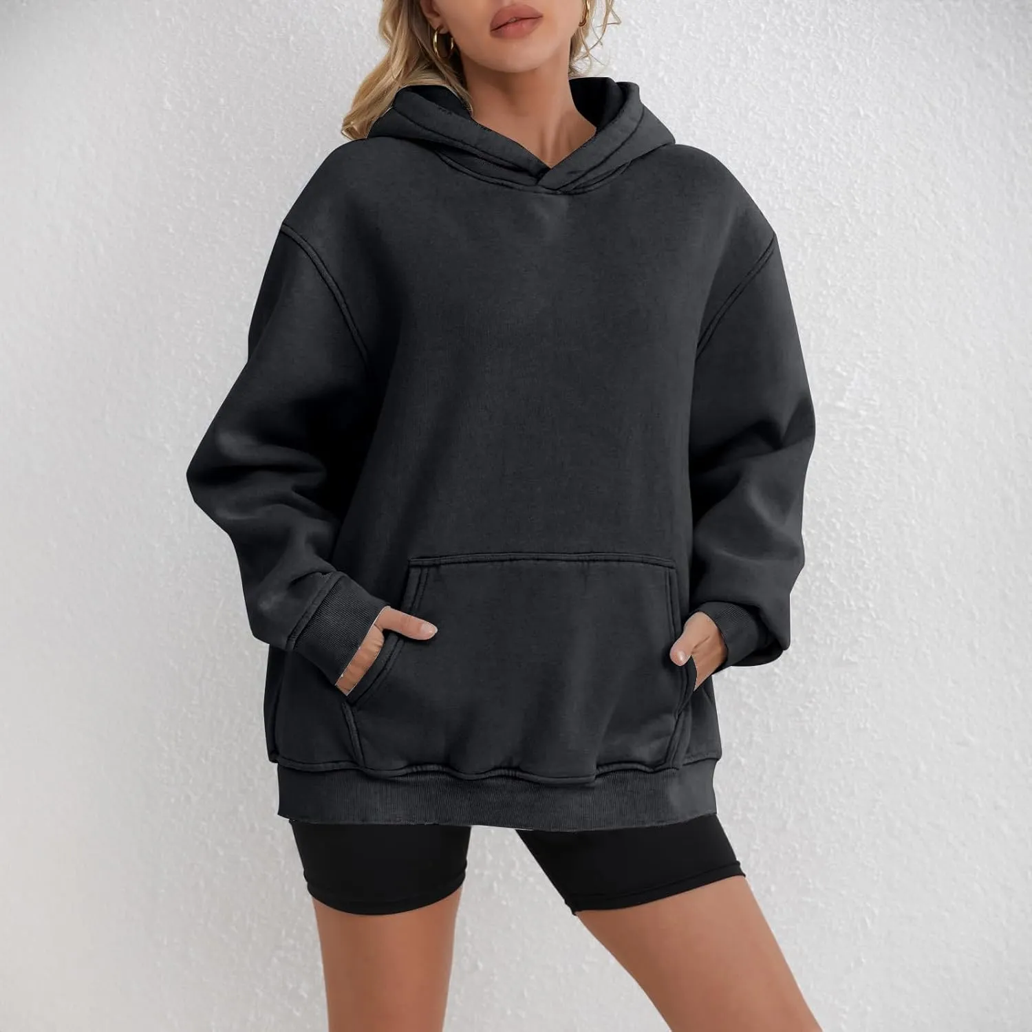 Women's Fleece Hoodies Sweatshirts 2024 Trendy Pocket Baggy Pullover Casual Daily Comfy Warm Outdoor Street Fall Item