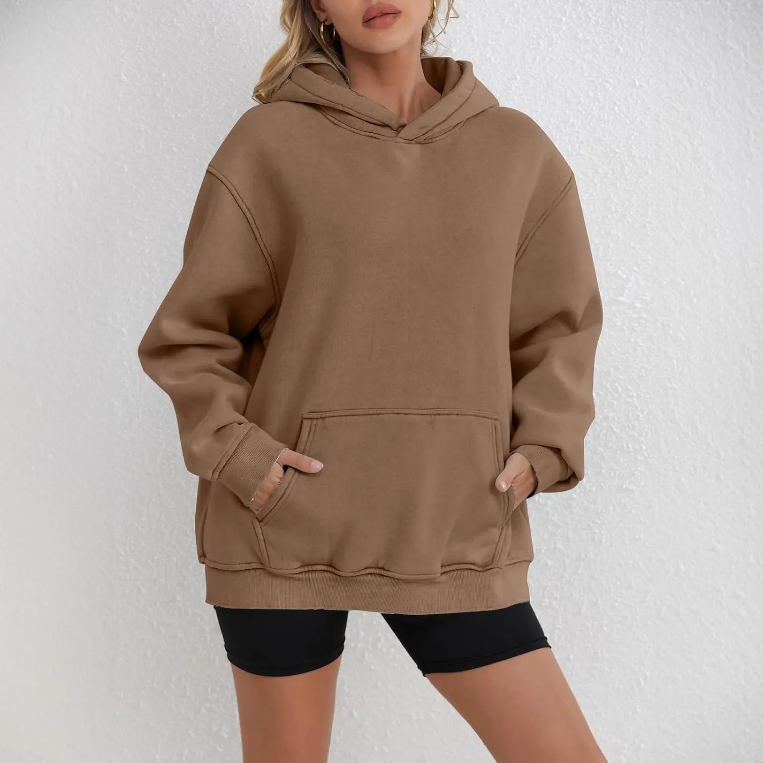 Women's Fleece Hoodies Sweatshirts 2024 Trendy Pocket Baggy Pullover Casual Daily Comfy Warm Outdoor Street Fall Item