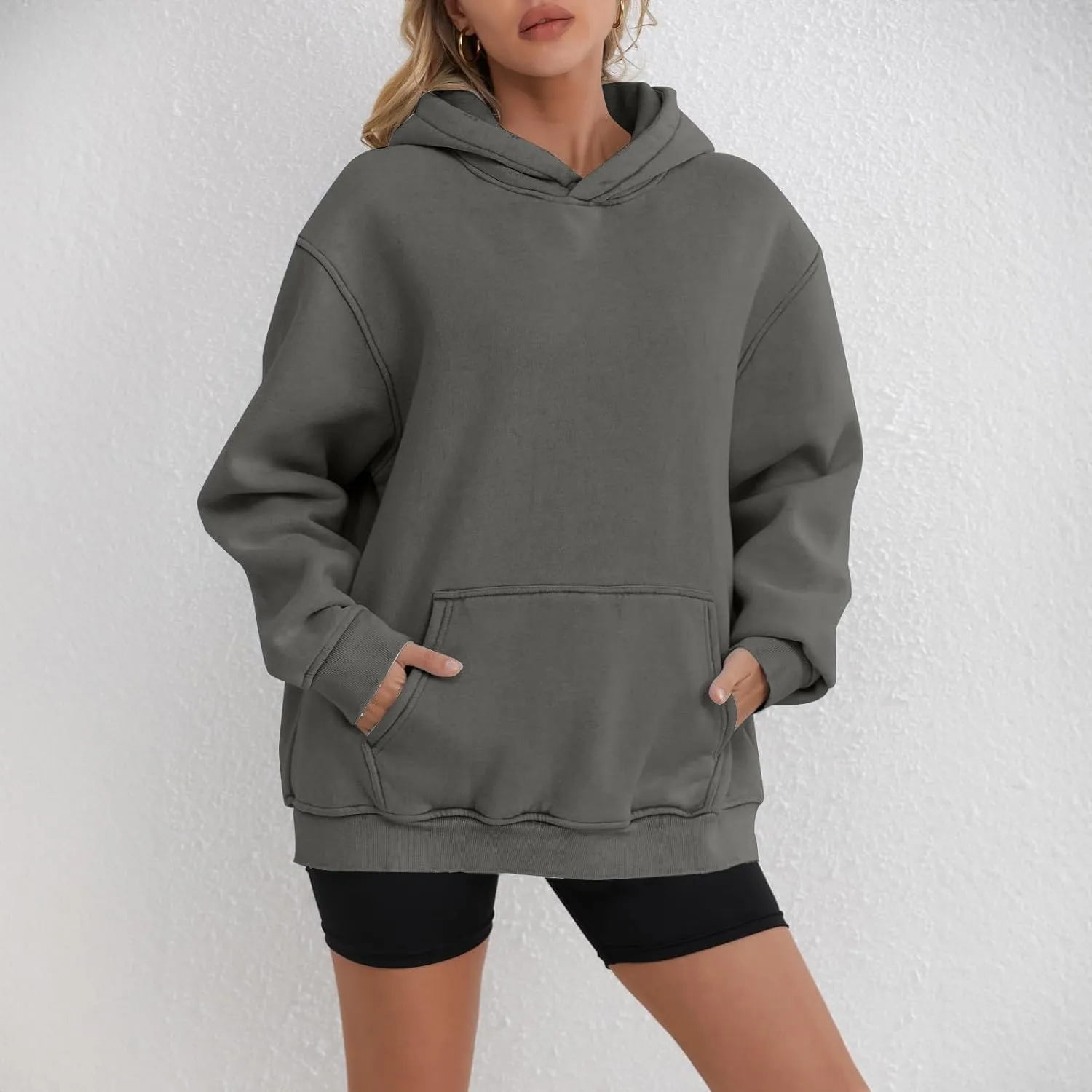 Women's Fleece Hoodies Sweatshirts 2024 Trendy Pocket Baggy Pullover Casual Daily Comfy Warm Outdoor Street Fall Item