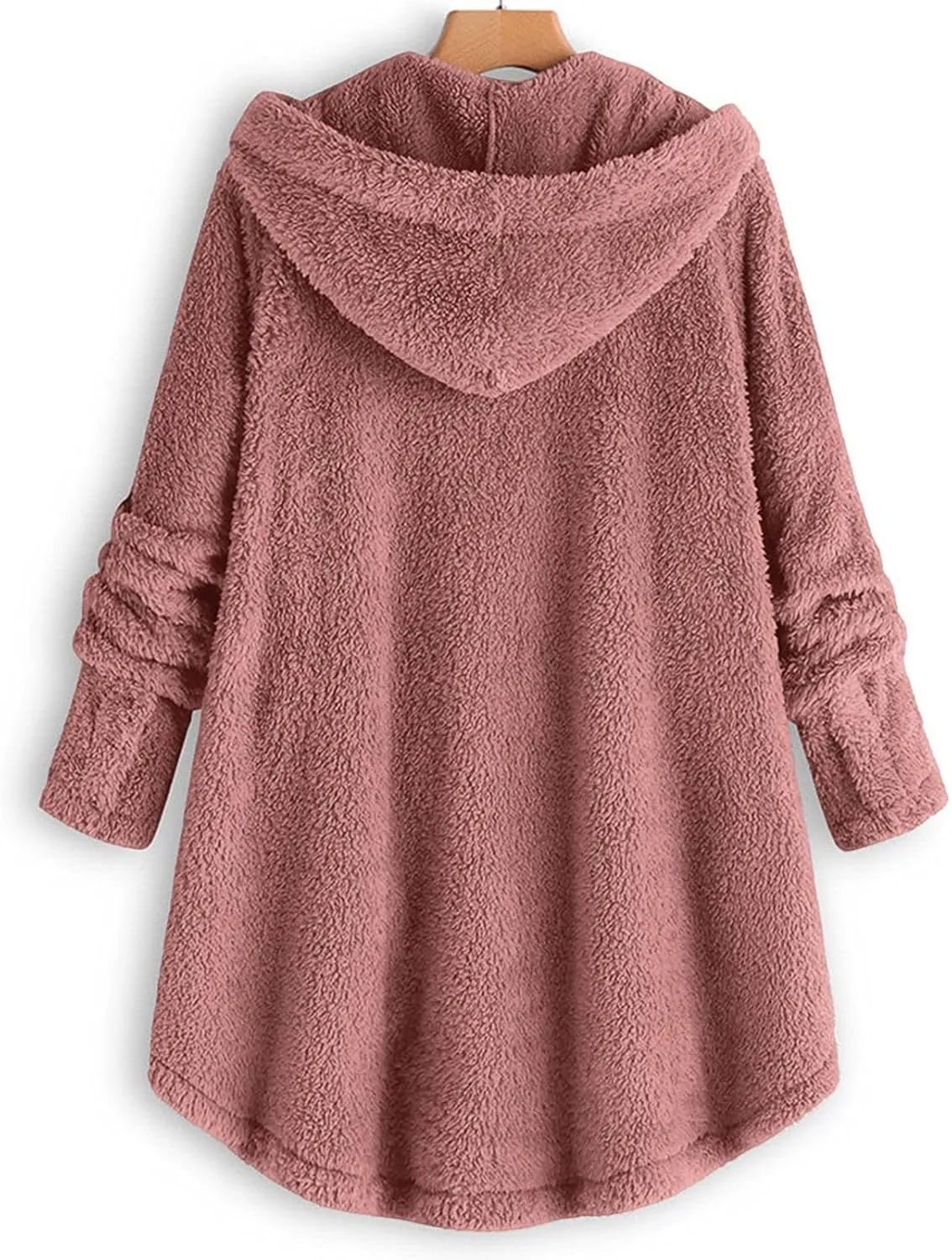 Women's Fleece Jackets Button Down Fuzzy Sherpa Lined Hooded Cardigans Jacket Casual Open Front Warm Plush Outwear