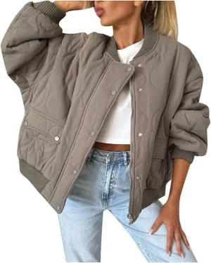 Women's Full Zip Oversized Chunky Jackets Casual Button Zip Up Open Front Cardigans Jacket Warm Solid Winter Coats