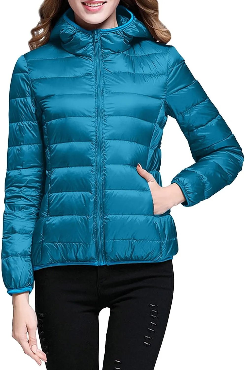Womens Lightweight Packable Down Jackets Lightweight Puffer Coat with Hood Winter Thermal Puffer Jacket for Women